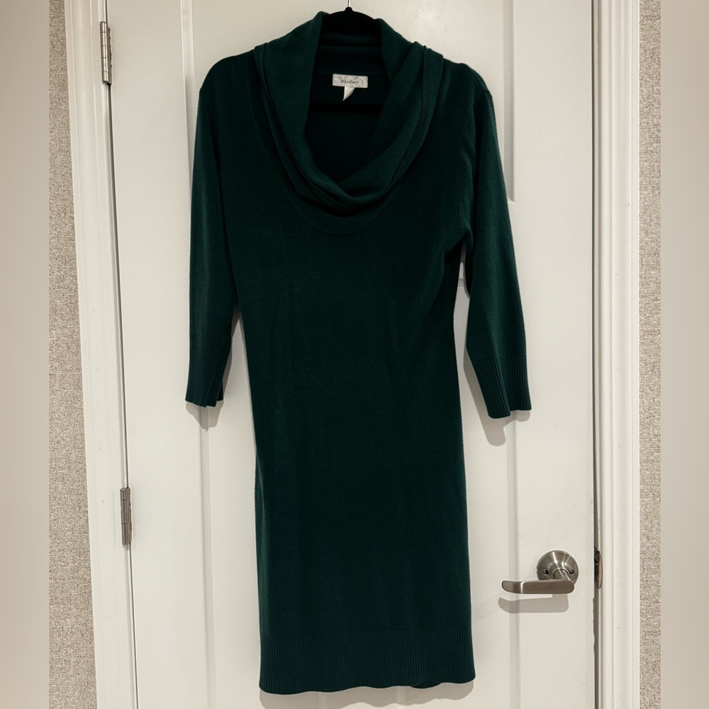Elegant Green Cowl Neck Sweater Dress